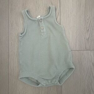 Rylee + Cru Sage waffle Sleeveless Baby Romper